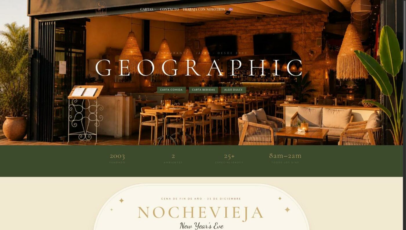 Portada de la web del restaurante Geographic en Jávea
